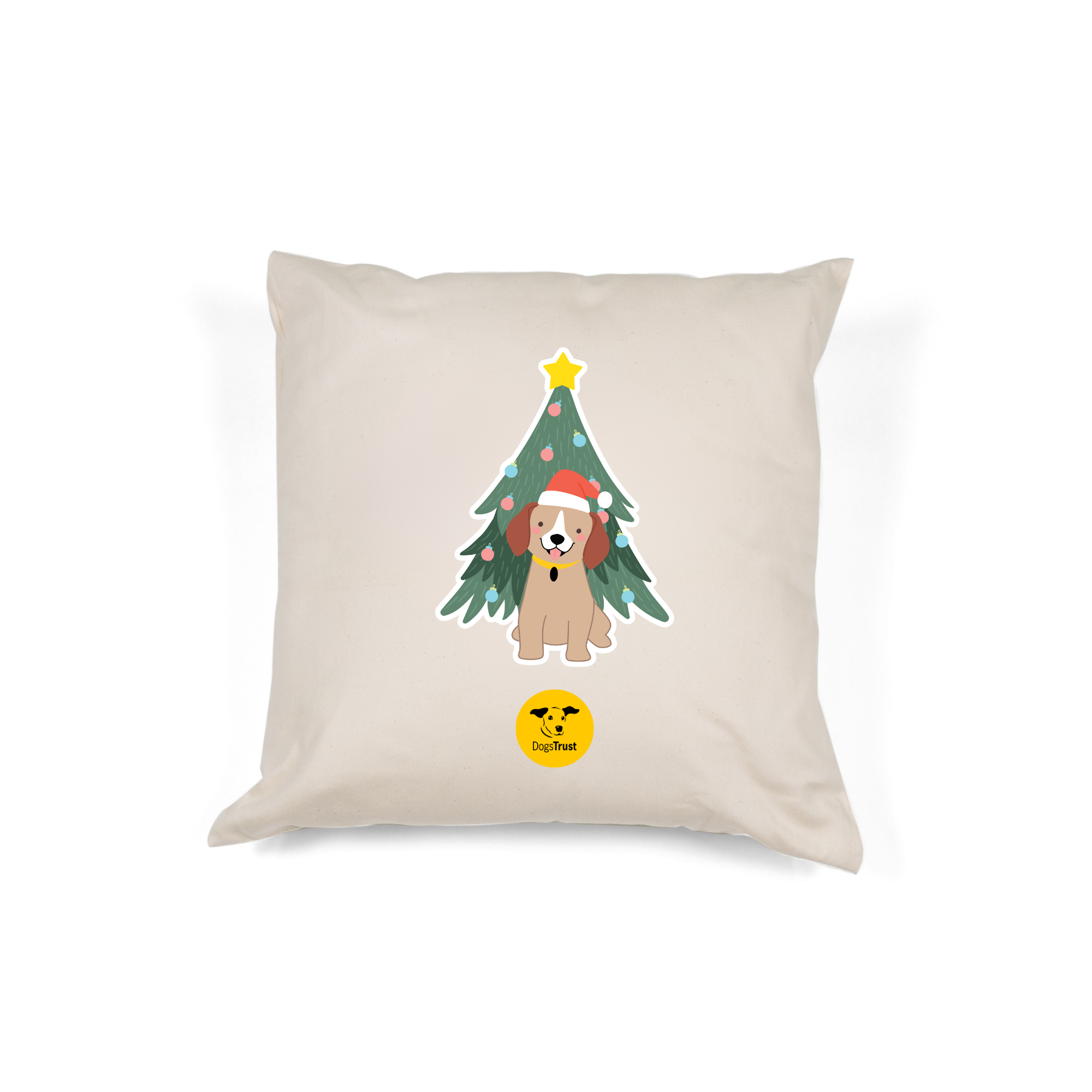 Christmas Cushion – Dog and Christmas Tree Design