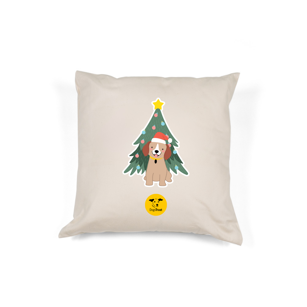 Christmas Cushion – Dog and Christmas Tree Design