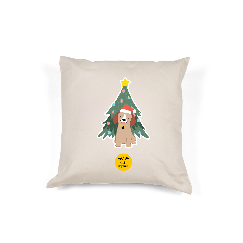 Christmas Cushion – Dog and Christmas Tree Design