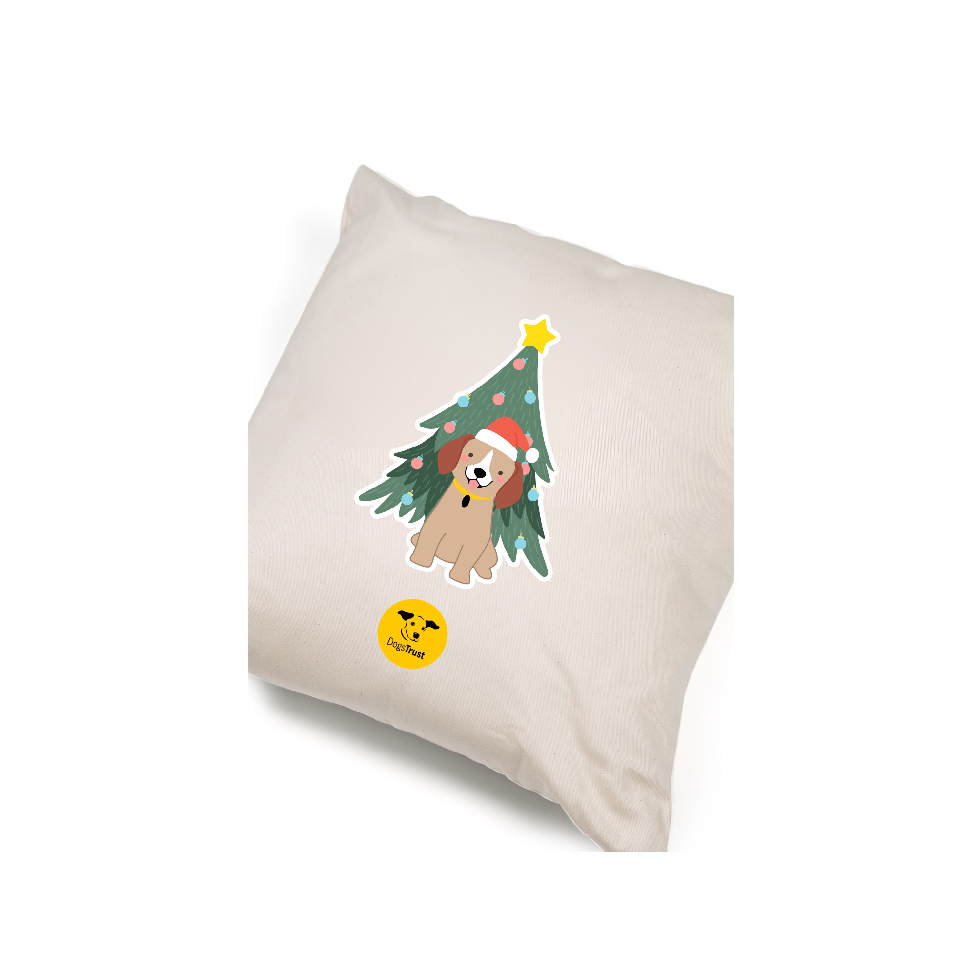 Christmas Cushion – Dog and Christmas Tree Design