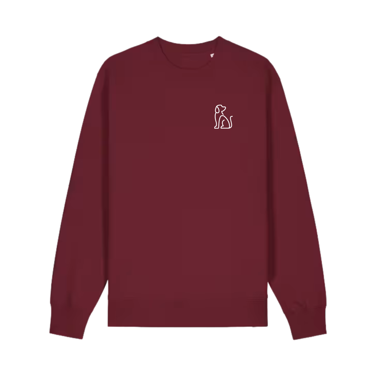 Crewneck Sweatshirt - Burgundy - Minimalist Dog Design - Unisex
