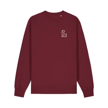 Crewneck Sweatshirt - Burgundy - Minimalist Dog Design - Unisex