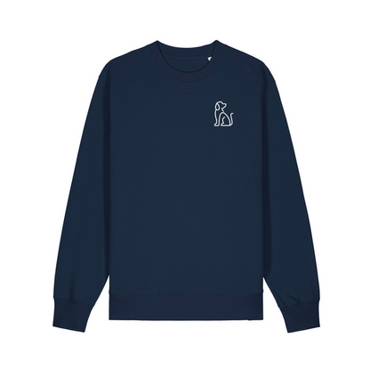 Unisex Crewneck Sweater - Minimalist Dog Design - Embroidered Design