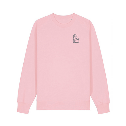 Unisex Crewneck Sweater - Minimalist Dog Design - Embroidered Design