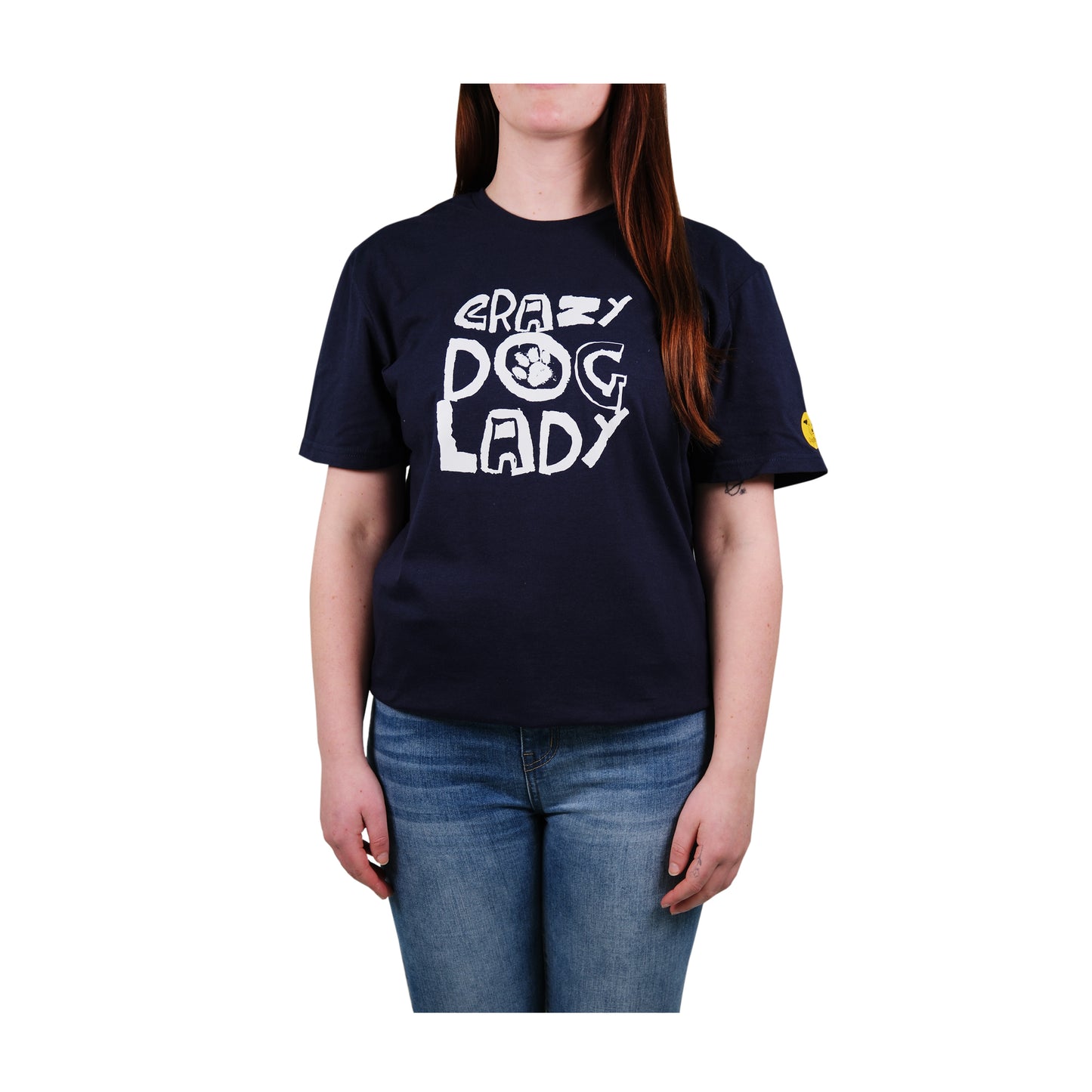 Women's 'Crazy Dog Lady' T-Shirt - Printed Slogan With Paw Design