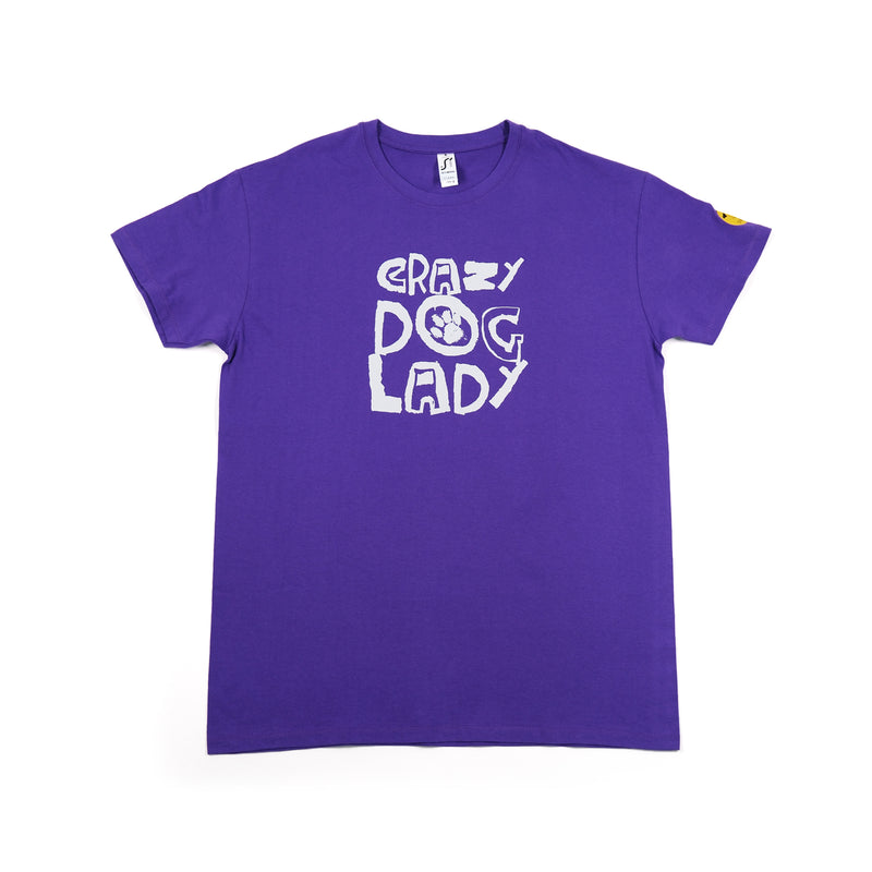 Women's 'Crazy Dog Lady' T-Shirt - Printed Slogan With Paw Design