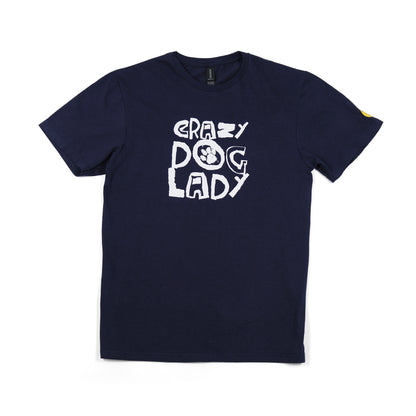 Women's 'Crazy Dog Lady' T-Shirt - Printed Slogan With Paw Design