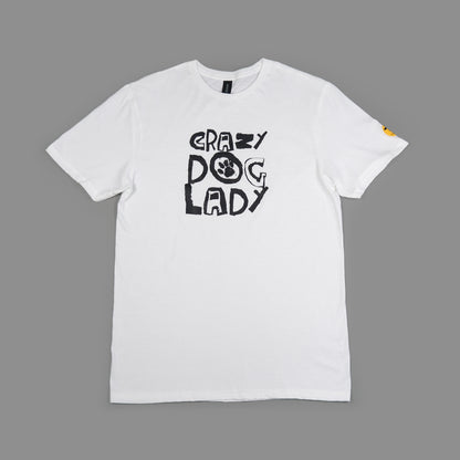 Women's 'Crazy Dog Lady' T-Shirt - Printed Slogan With Paw Design