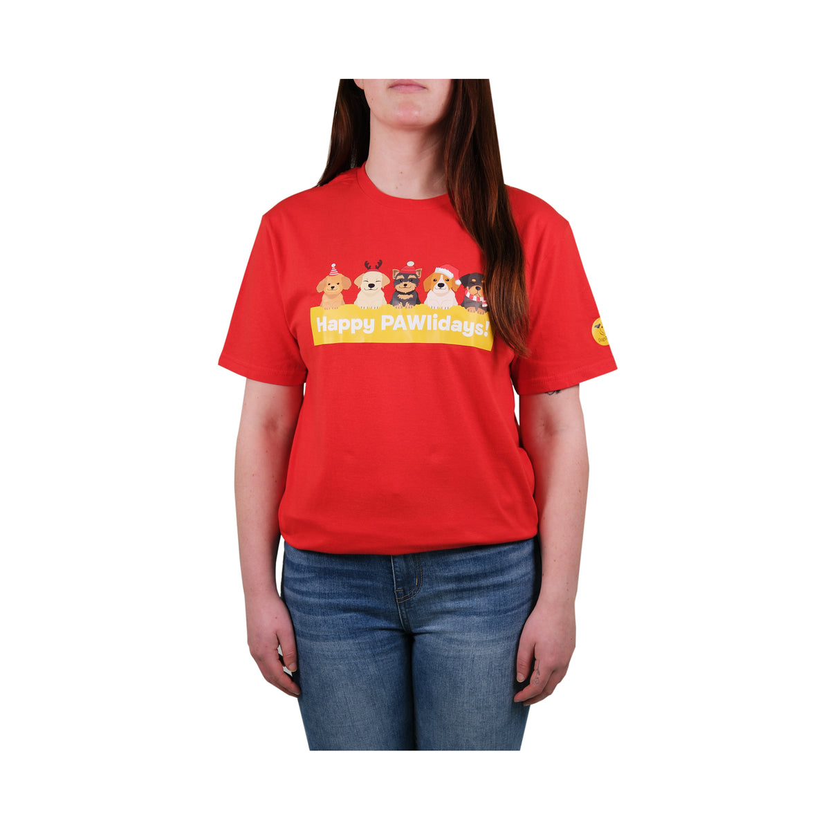 Unisex 'Happy Pawlidays' T-Shirt - Dogs in Santa Hats Print Design