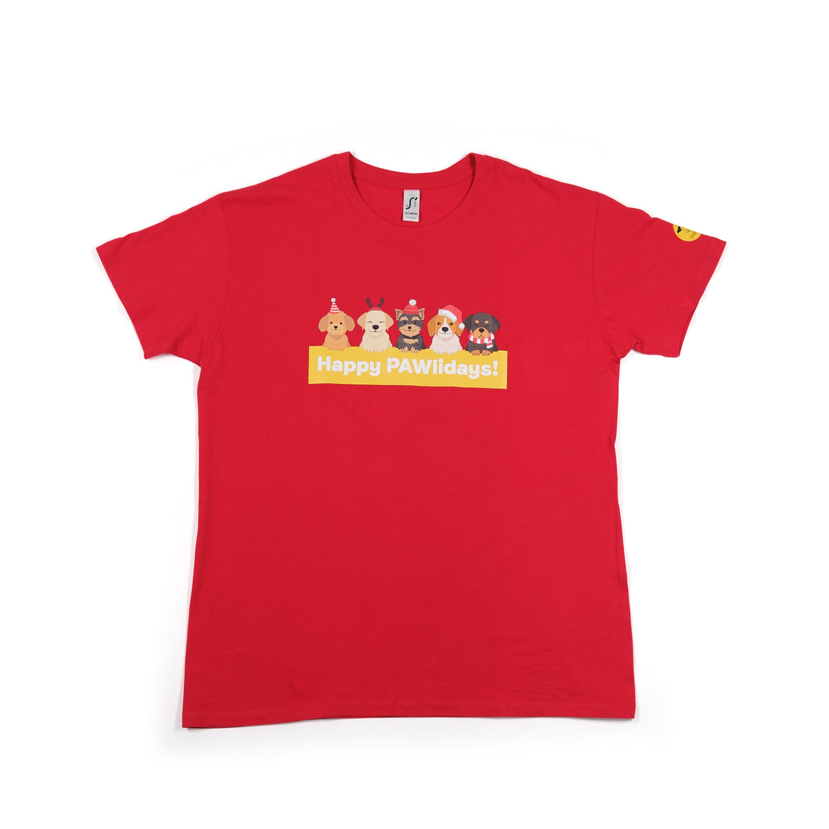 Unisex 'Happy Pawlidays' T-Shirt - Dogs in Santa Hats Print Design