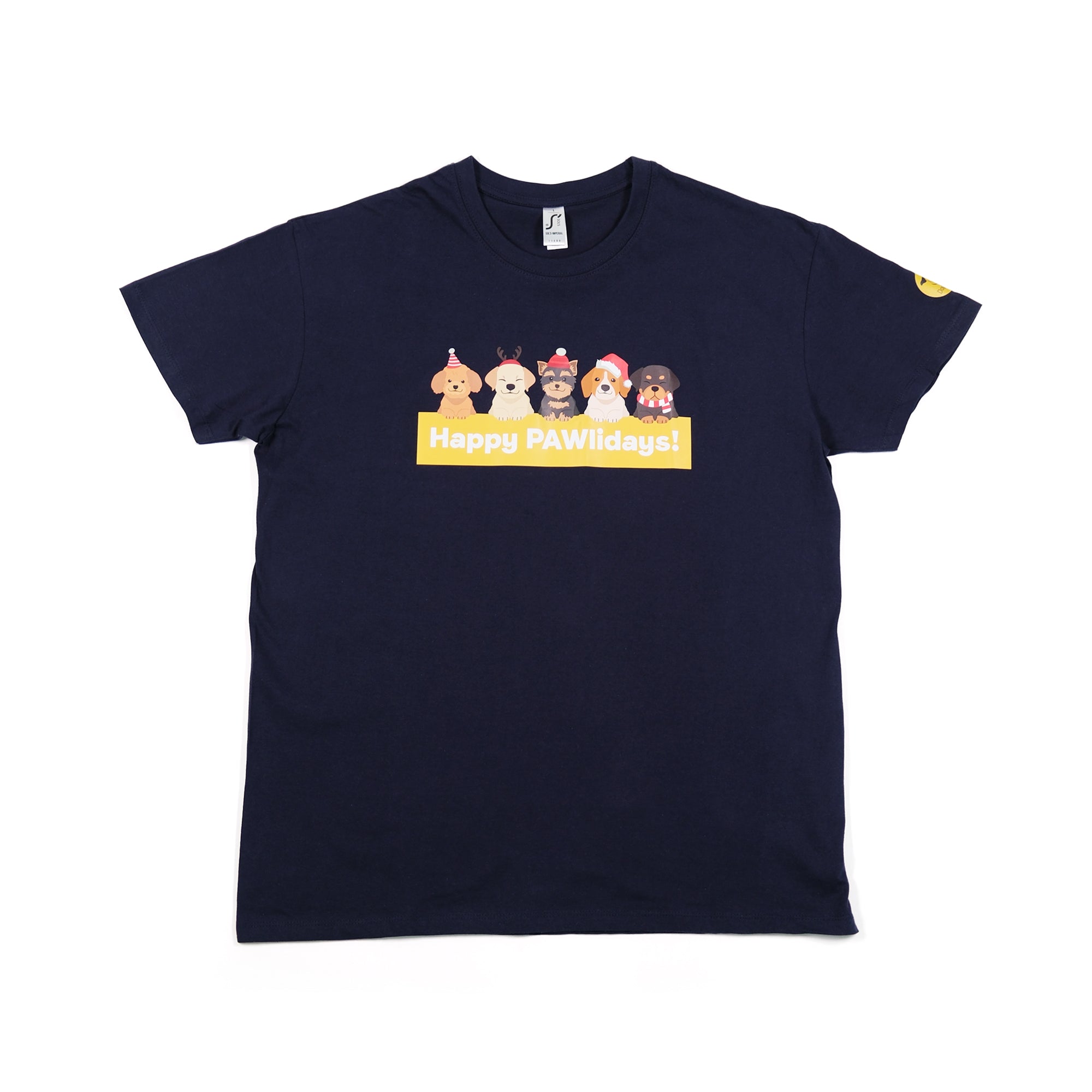 Unisex 'Happy Pawlidays' T-Shirt - Dogs in Santa Hats Print Design