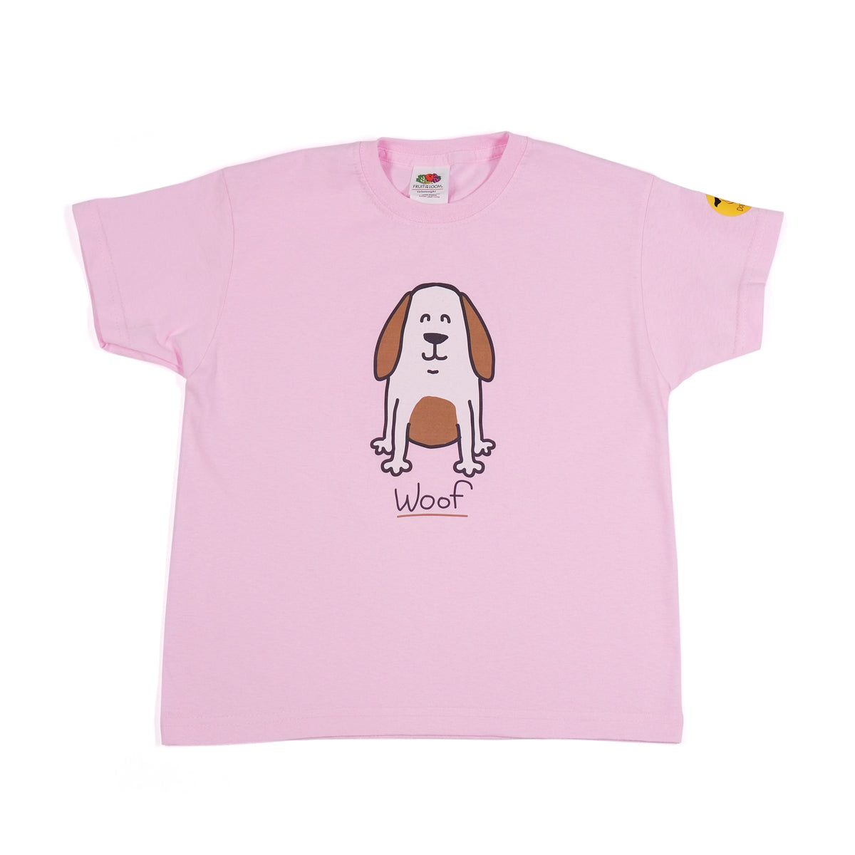 Kids 'Brown Dog' T-Shirt - Cute Printed Dog Design with 'Woof' Slogan
