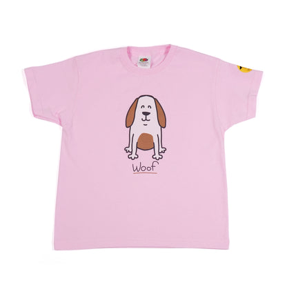 Kids 'Brown Dog' T-Shirt - Cute Printed Dog Design with 'Woof' Slogan