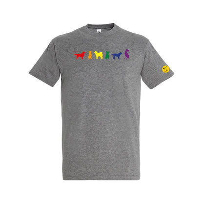 Unisex 'Rainbow Dogs' T-Shirt - Six Dog Rainbow Print Design